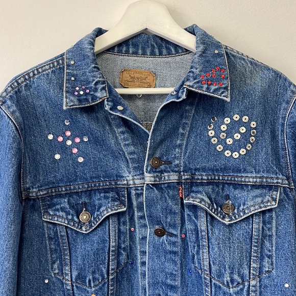 Levi’s Rhinestone Handmade Jean Jacket - Size 38 / L - Picture 2 of 11